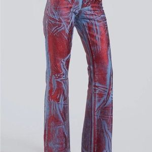 Jaded London low rise 00’s jeans- Blue with Red Distressed Foil NEW
